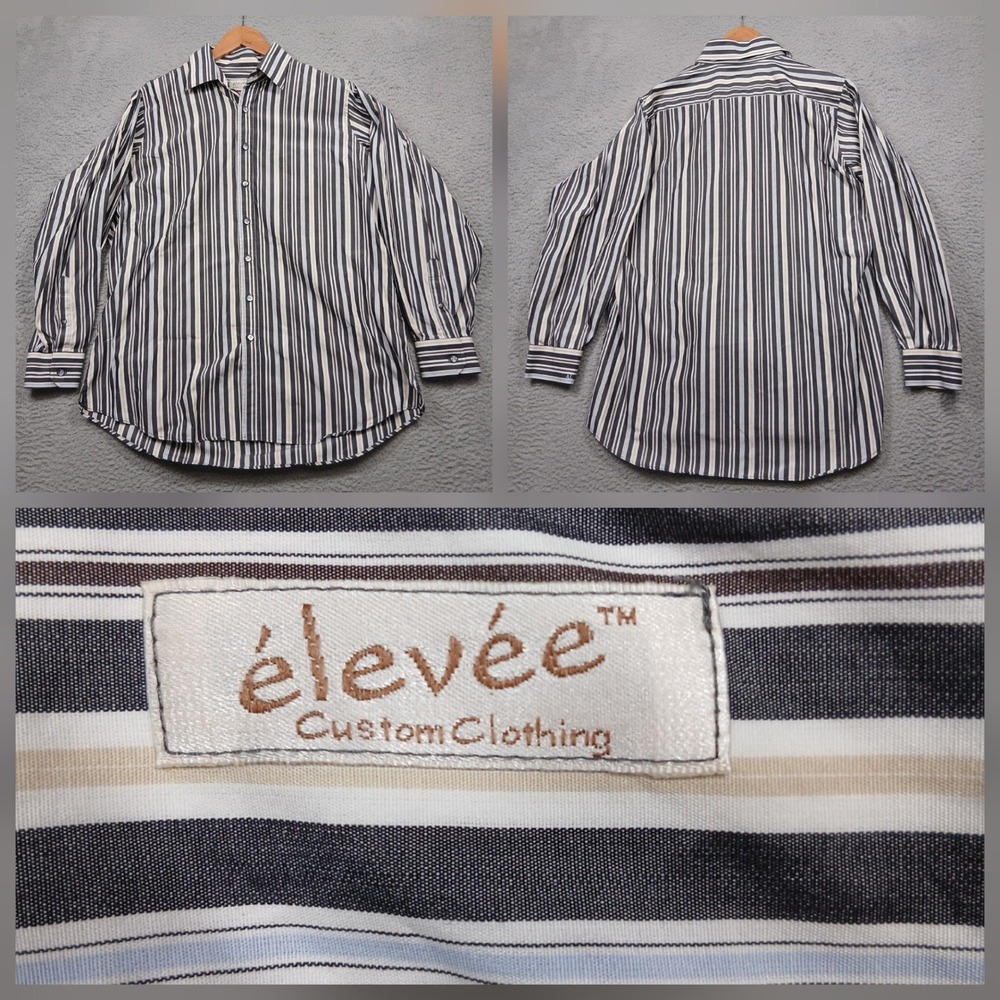 Elevee Custom Clothing Mens‎ Striped Long Sleeve Button Down Dress Shirt